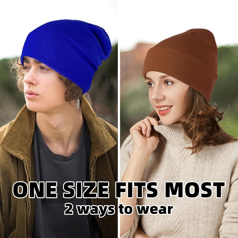 lucdnc Beanies for Men Women 2 Pack Fall Winter Men's Hats Unisex Warm Knit Skullies Beanies Soft Ski Caps - Image 3